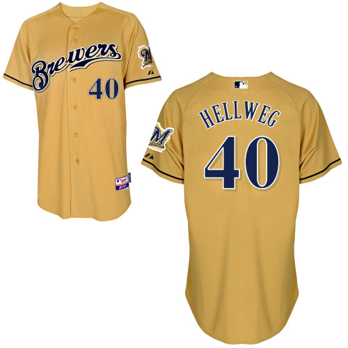 Johnny Hellweg #40 MLB Jersey-Milwaukee Brewers Men's Authentic Gold Baseball Jersey